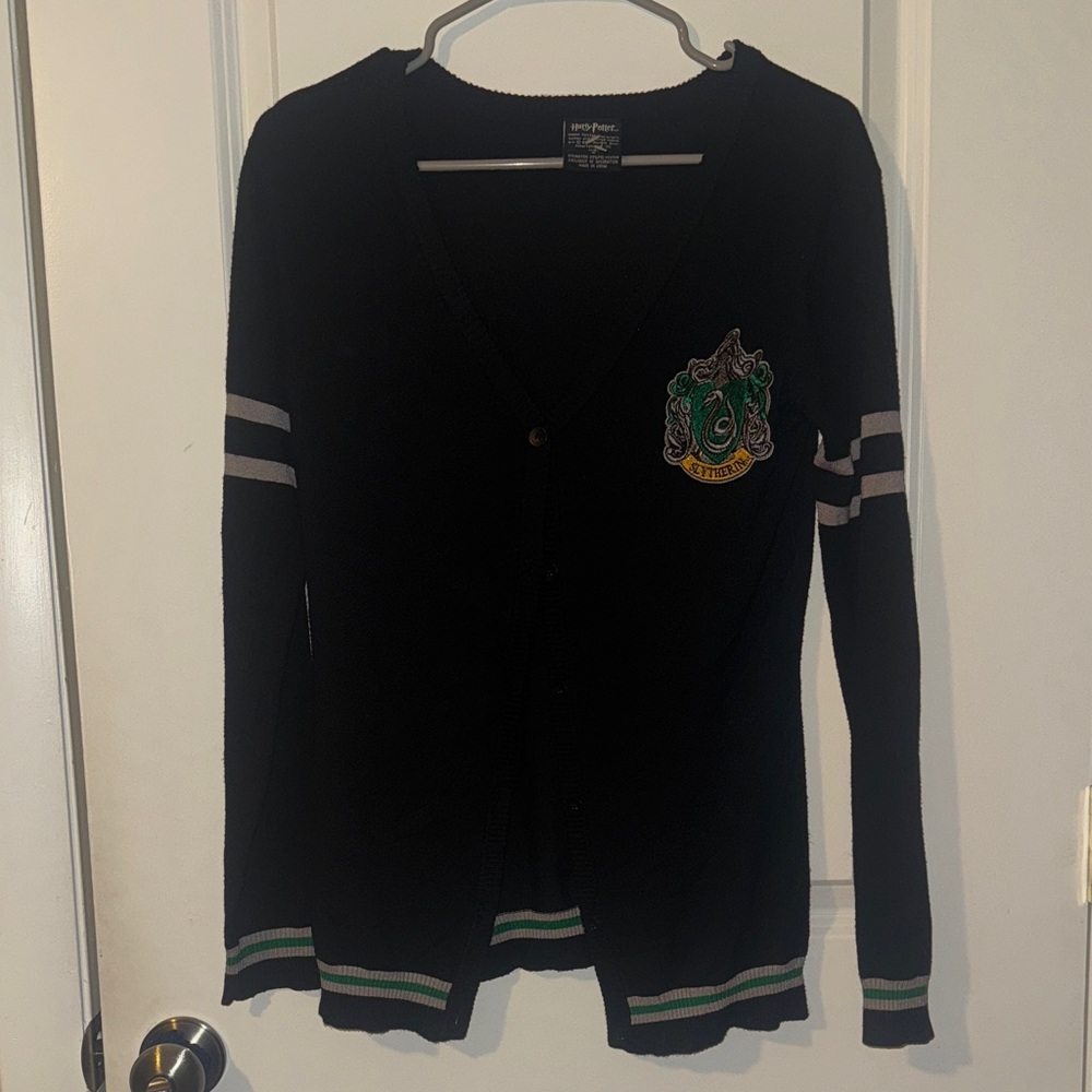 Harry Potter Slytherin Cardigan Sweater Women M juniors black/green‎